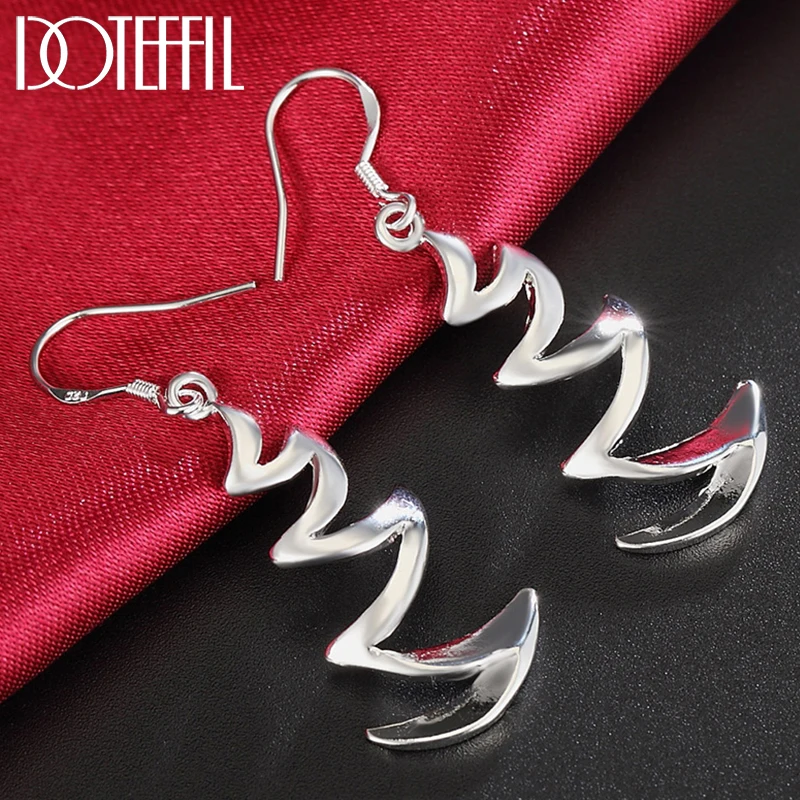 DOTEFFIL 925 Sterling Silver Crescent Drop Earrings Charm Women Jewelry Fashion Wedding Engagement Party Gift