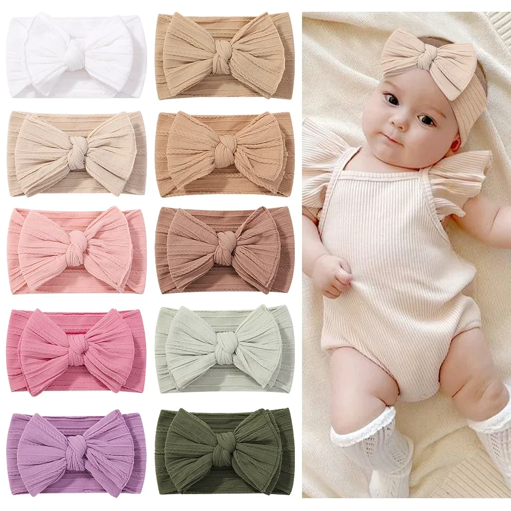 1pcs Newborn Baby Headband for Girls Elastic Knit Children Turban Baby Bows Soft Nylon Kids Headwear Hair Accessories Wholesale