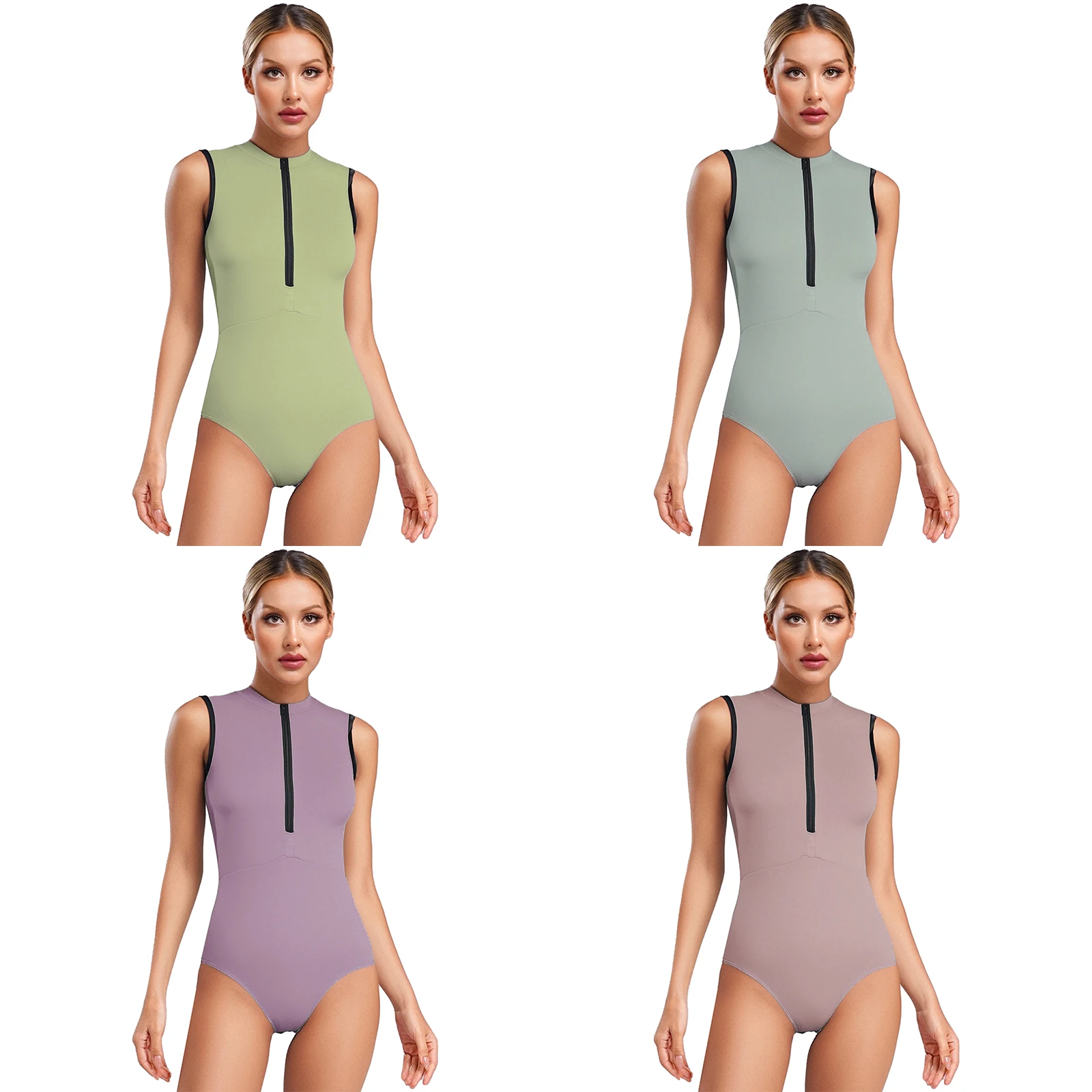 Damski profesjonalny trykot baletowy bez rękawów z wycięciem na plecach, przedni krótki zamknięcie, wyjmowane miseczki, obcisły kombinezon gimnastyczny.