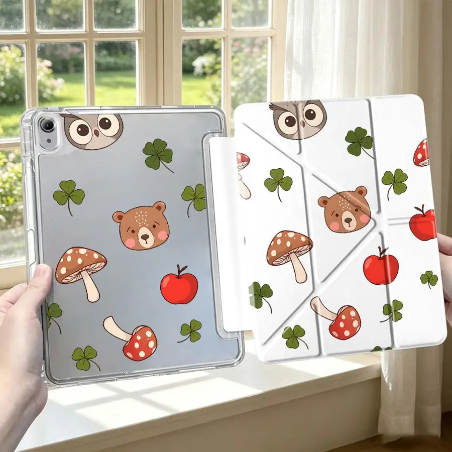 Tablet Case For Samsung Galaxy Tab S9 Plus A11 S8 A9 Plus A8 S10 Lite S7 FE With Pen Slot Cover Adorable Owl & Teddy Bear