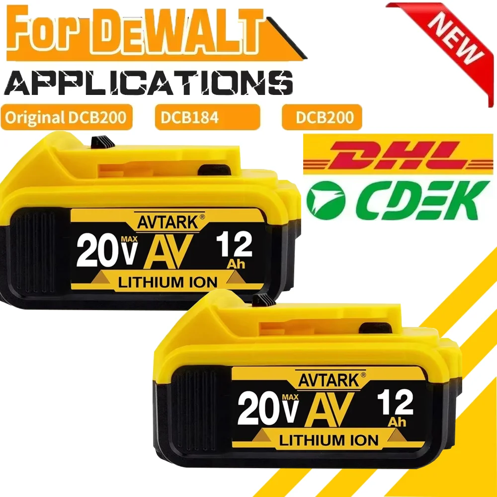 

DCB200 20V Battery Compatible with dewalt power Tools 18V 12Ah rechargeable electric tool Lithium batteries 20V 18Volt 18v 12Ah