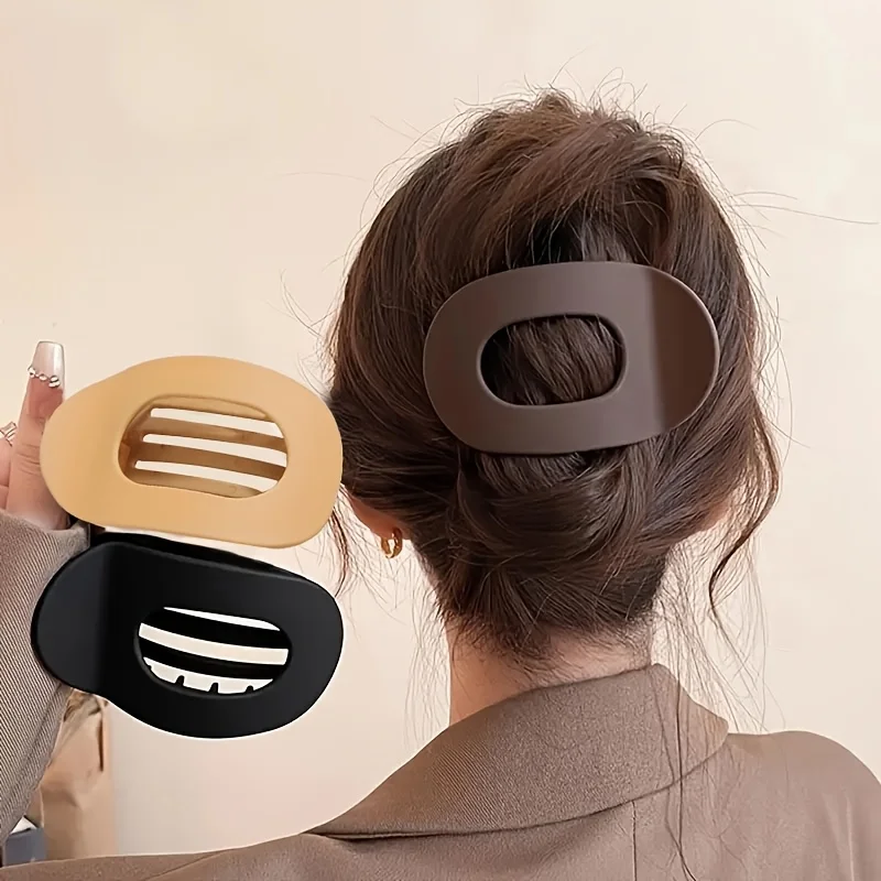 4 Stück/Set Matte Ovale Flache Haarspangen, Minimalistische Matte Gebogene Haarklammern für Frauen und Mädchen mit dickem Haar – Detail 1