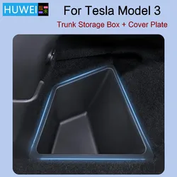 HUWEI Rear Trunk Left Side Storage Box For 2020- 2023 For Tesla Model 3 Space Fire Extinguisher Partition Decoration Accessories