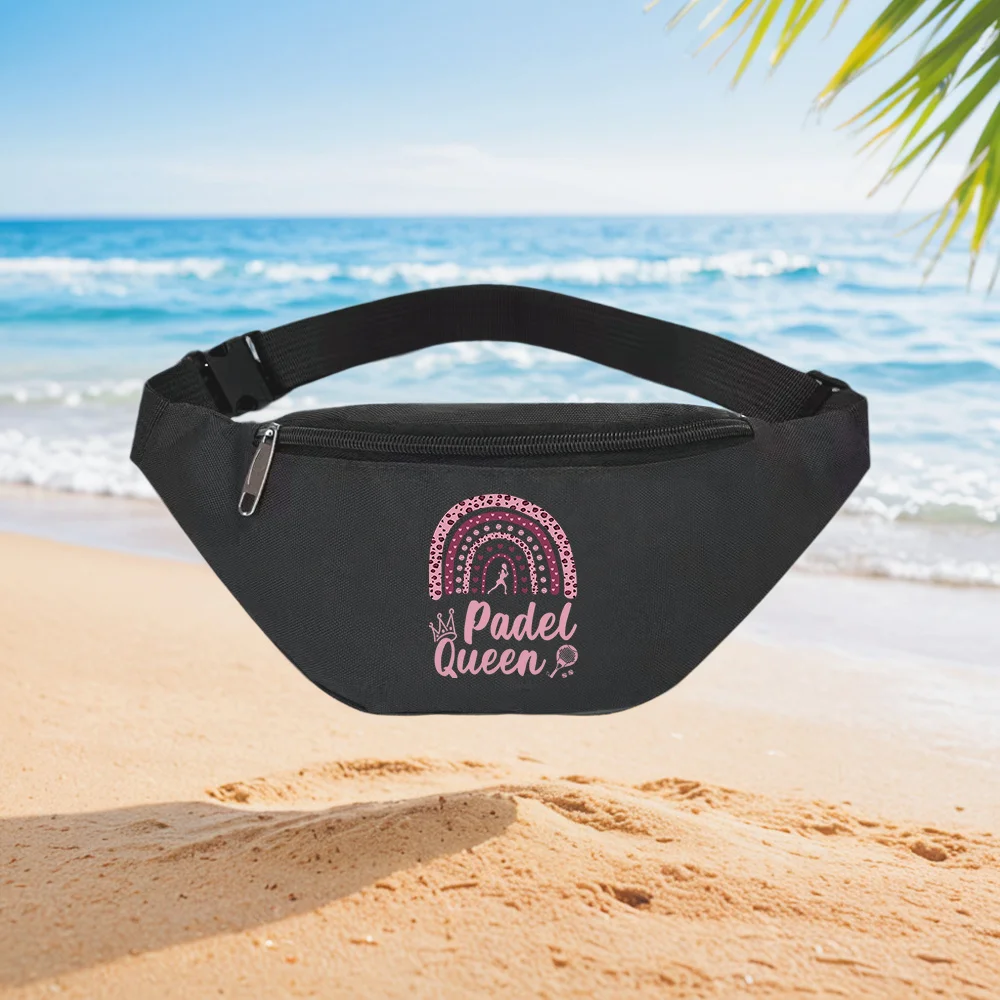 Padel Queen Rainbow Design Paddle Sport Player Waist Backpack Crossbody Chest Bag Street Casual Sporty Fashionable Simple Unique