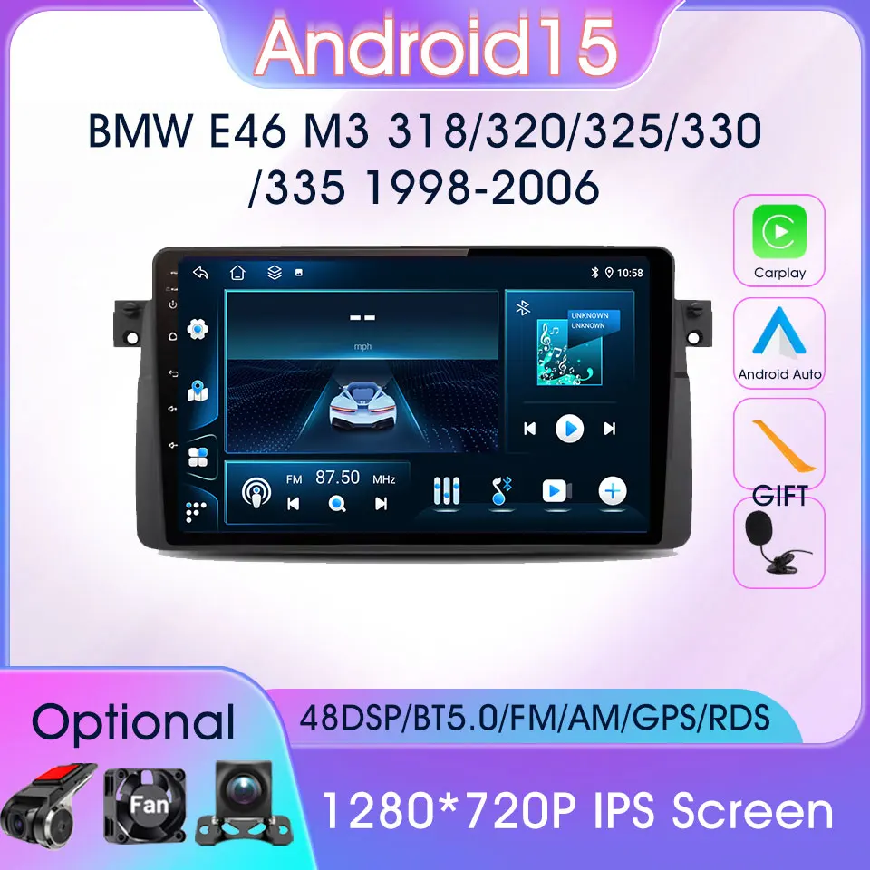 

for BMW E46 M3 318 320 325 330 335 1998-2006 Car Multimedia Player Carplay Auto Car Intelligent Systems Navigation GPS DSP Radio