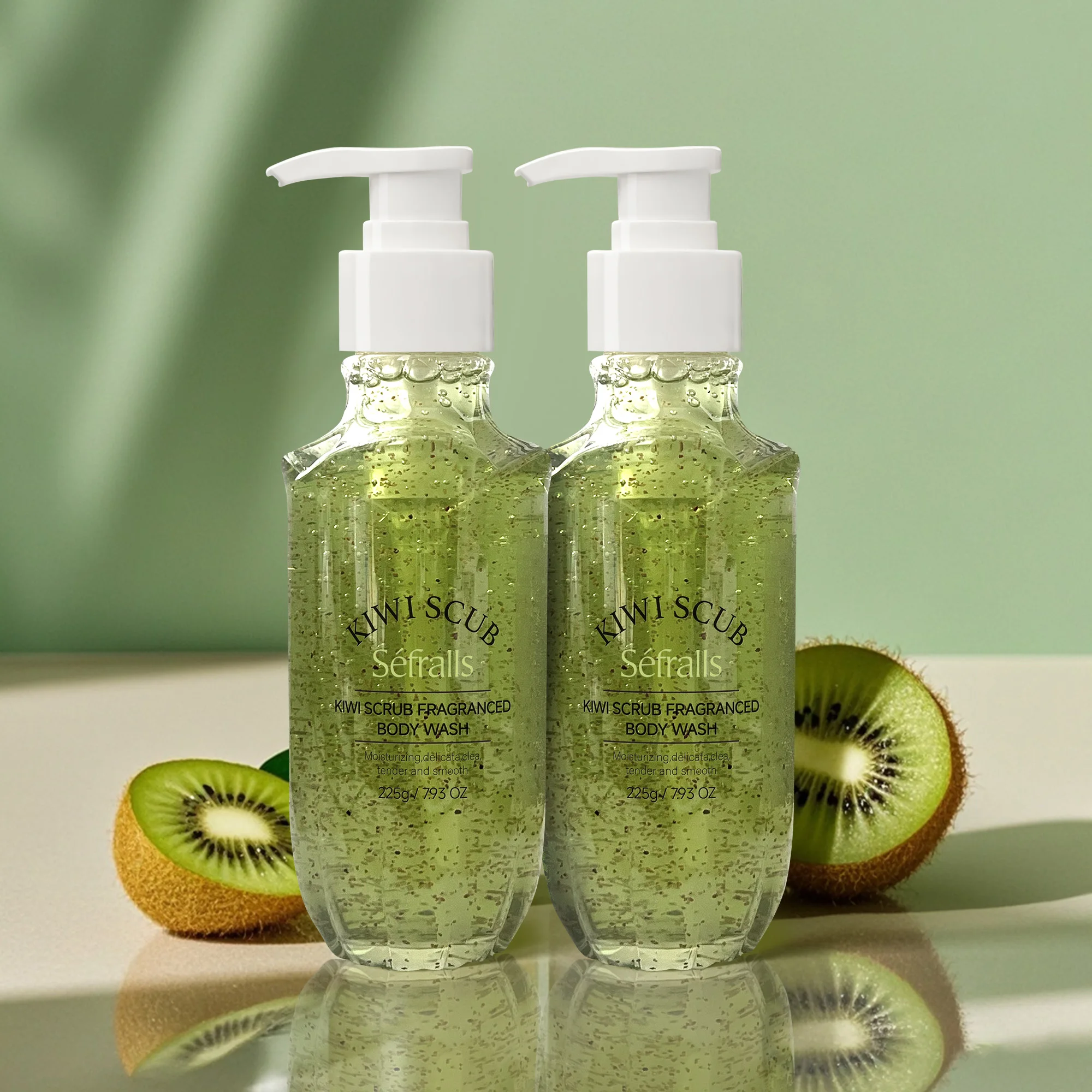 Séfralls Kiwi Shower Gel 225g*2pcs Containing kiwi fruit extract, shea butter, bathroom sets full set Gift