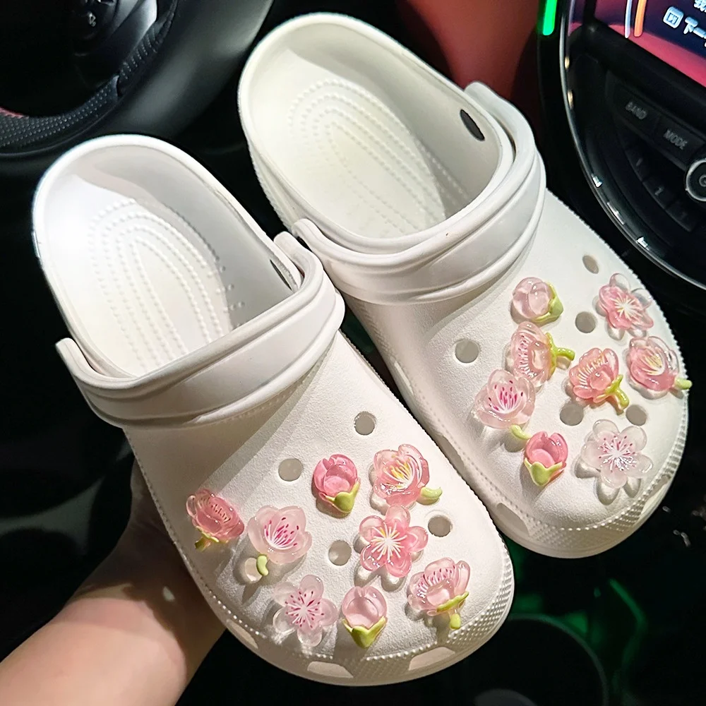

Romantic Cherry Blossoms Shoe Charms for DIY All-match Detachable Shoes Buckle Decoration Accessories Woman Kids Gifts