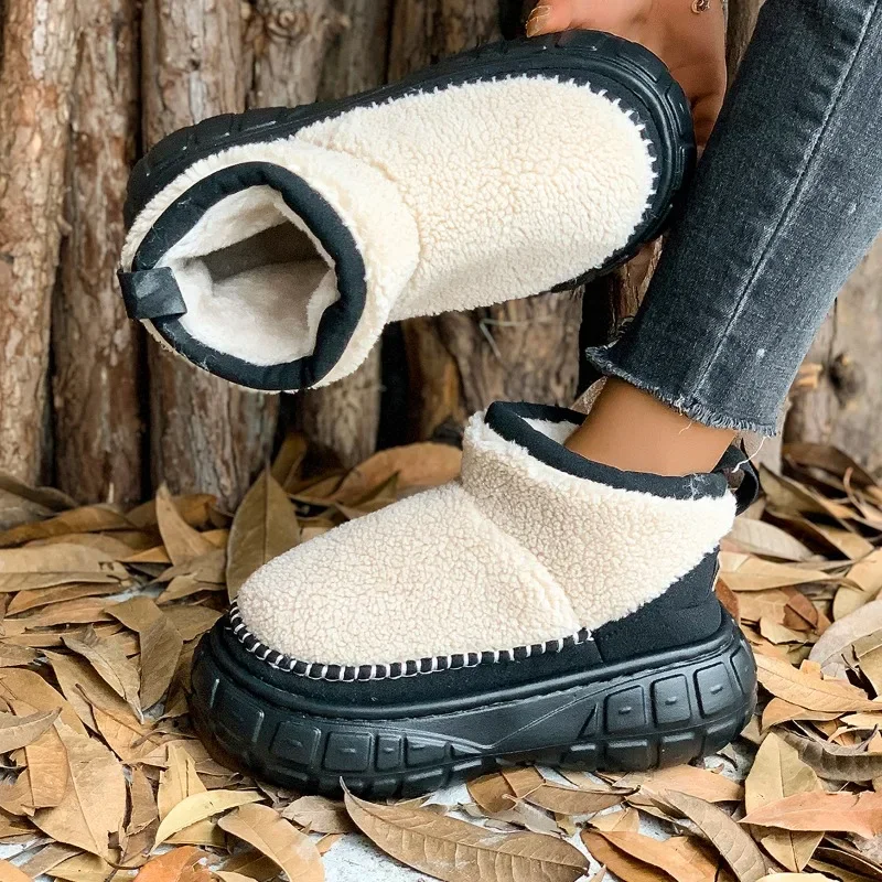 2024 New Snow Boots Women Winter New Cashmere Warm Thick Soles Cotton Shoes Cashmere Warm Boots