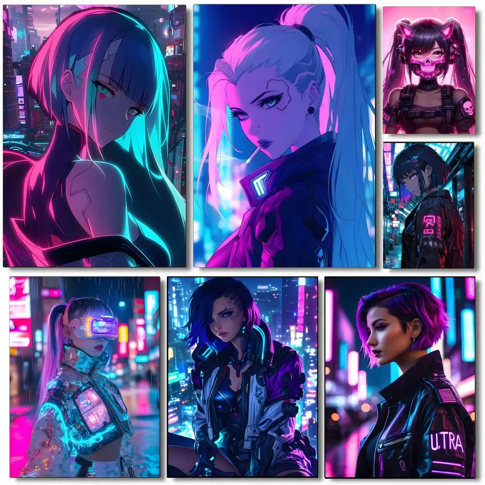 Fashion Cyberpunk Girl Coo Poster Painting Prints Wall Art Picture Film Room Home Bar Cafe Decor Home Mural