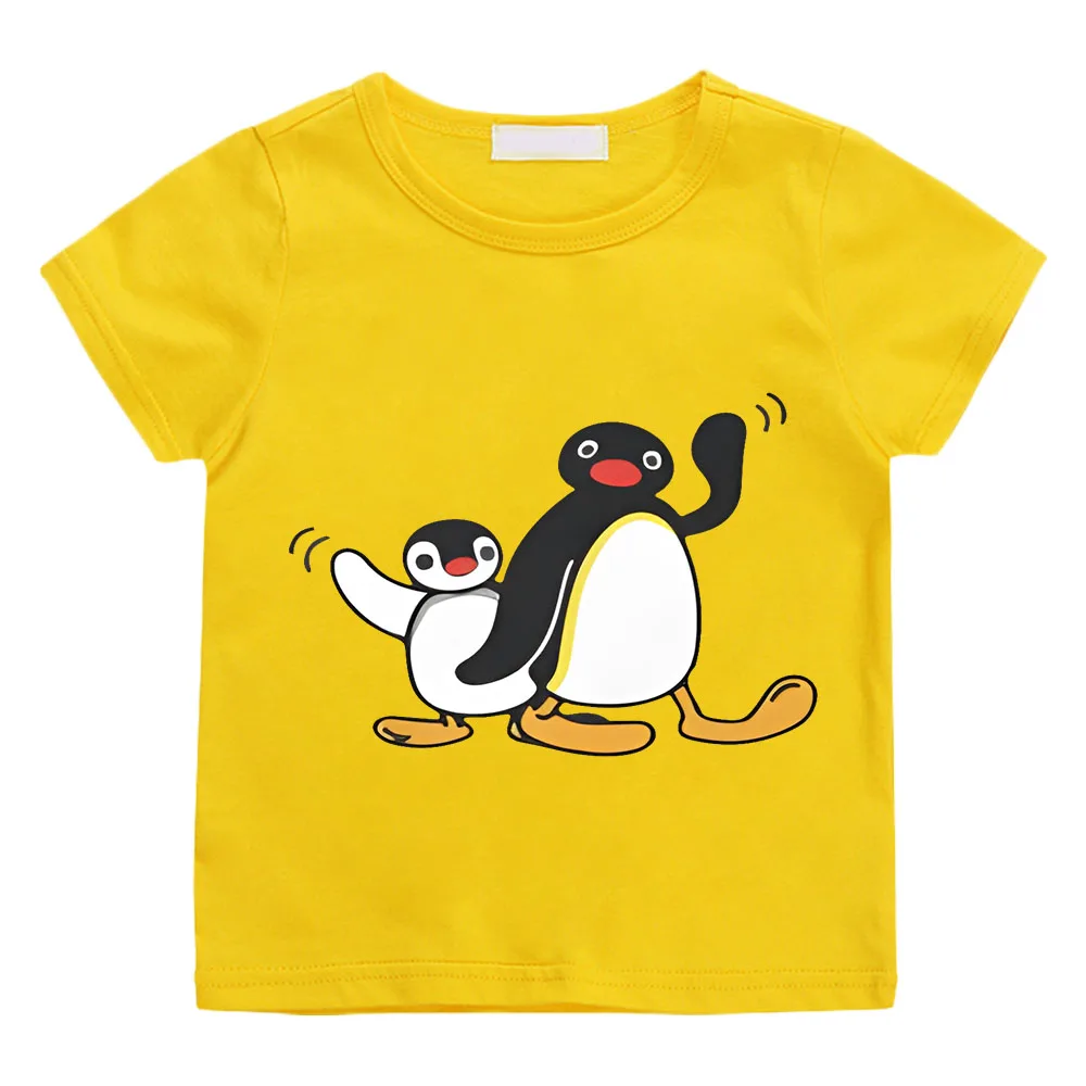 Kids T Shirts Penguin Series Cartoon Meme Child Retro Cute Funny Manga Tshirts Camisas Tops T Shirts 100% Cotton Short Sleeve