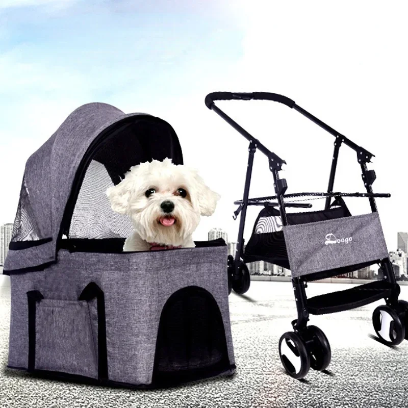 Luxury Split Carrier for Dogs Lightweight Folding Dog Carrier Bag Comfortable Breathable Dog Cage Flexible Pulley Pet Trolley