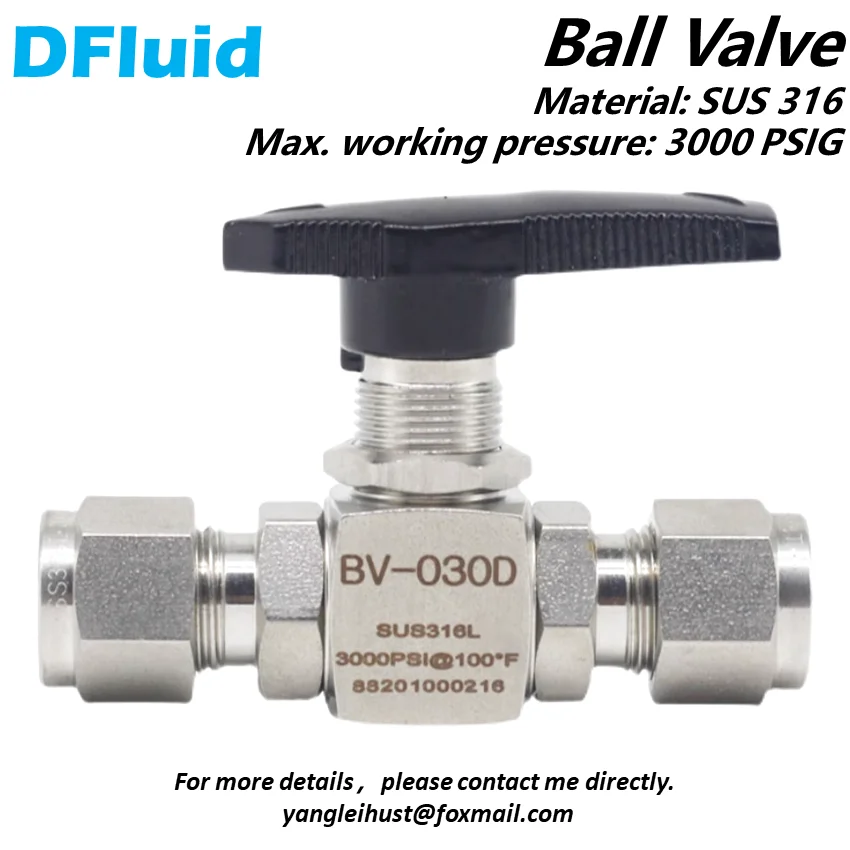 

Stainless Steel 316 BALL VALVE 3000psig 20MPa High Pressure 1/4" 3/8" 1/2" 6mm 8 10 12mm Compression Connection replace Swagelok