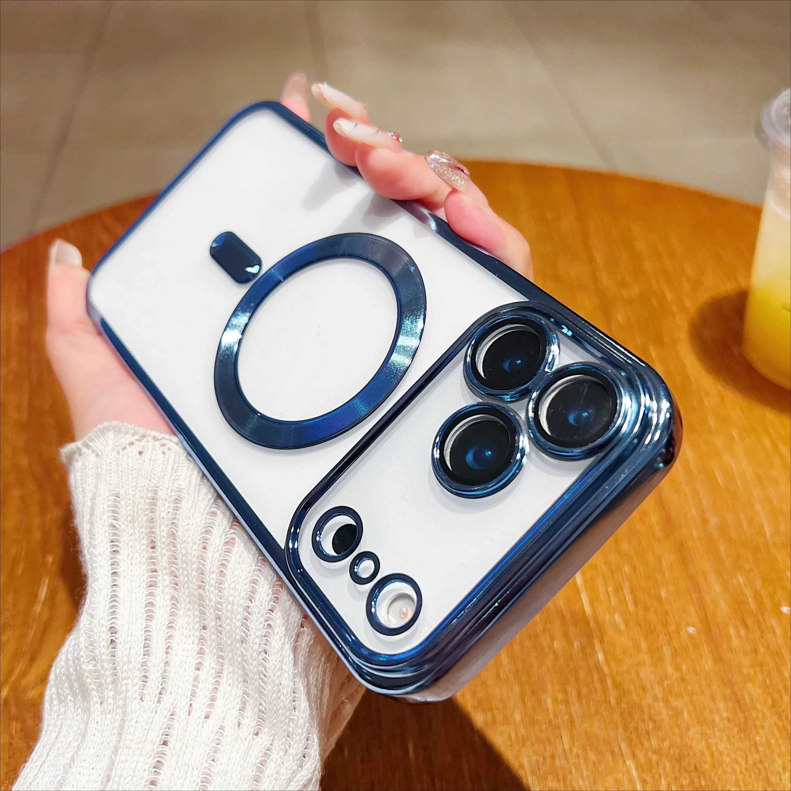 

Роскошный мягкий магнитный чехол Magsafe для iPhone 17 Air 16 15 14 Plus 13 12 Mini 11 Pro Max, прозрачный полный защитный чехол