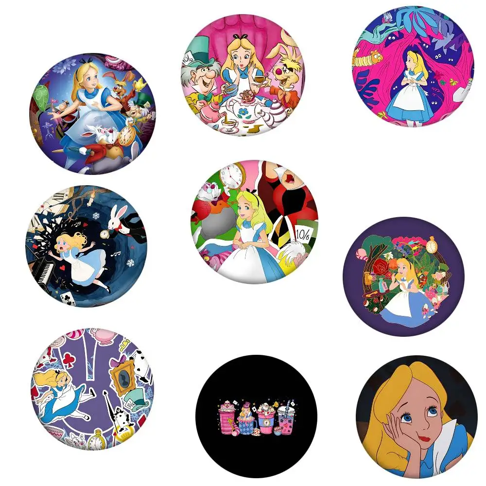 Cartoon A-Alice In W-Wonderland Round badges can be used to decorate clothes and backpack pins view 3