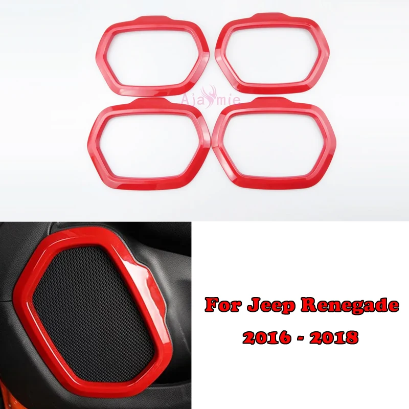 Interior Red Color Door Audio Speaker Cover For Jeep Renegade 2016 2017 2018 Panel Frame Overlay Trim Car Styling Accessories