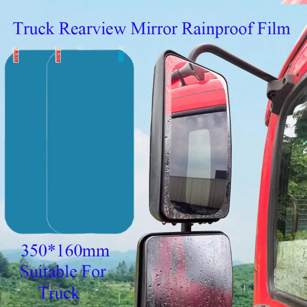 2Pcs Rearview Film Large Hydrophobic Waterproof Anti-ultraviolet Anti-fog Film Adhesive Mirror Protective Film For Truck