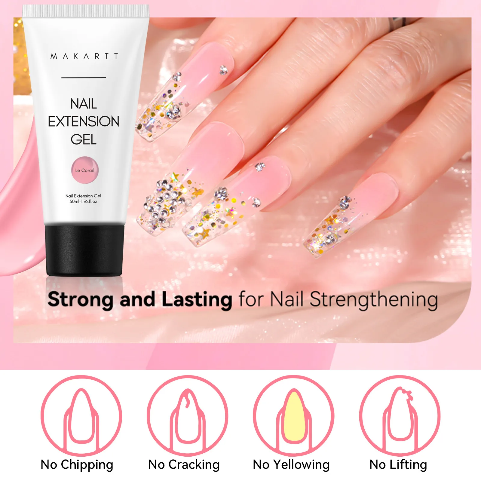 جل ماكارت بولي لتطويل الأظافر - جل منشئ قوي للنحت والملحقات، أظافر طبيعية تدوم طويلاً، قابلة للعناية بالأشعة فوق البنفسجية LED