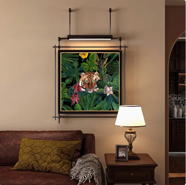 

Wall ambient light decorative painting living room tea room zen wall pendant wrought iron