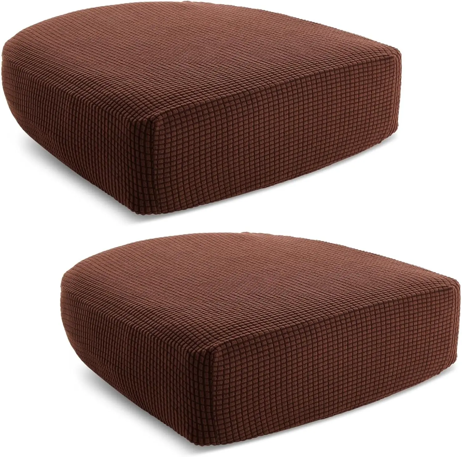 

2 Pack Stretch Couch Cushion Slipcovers - Small Chocolate Outdoor Furniture Cushion Covers - Reversible Sturdy Polyester & M