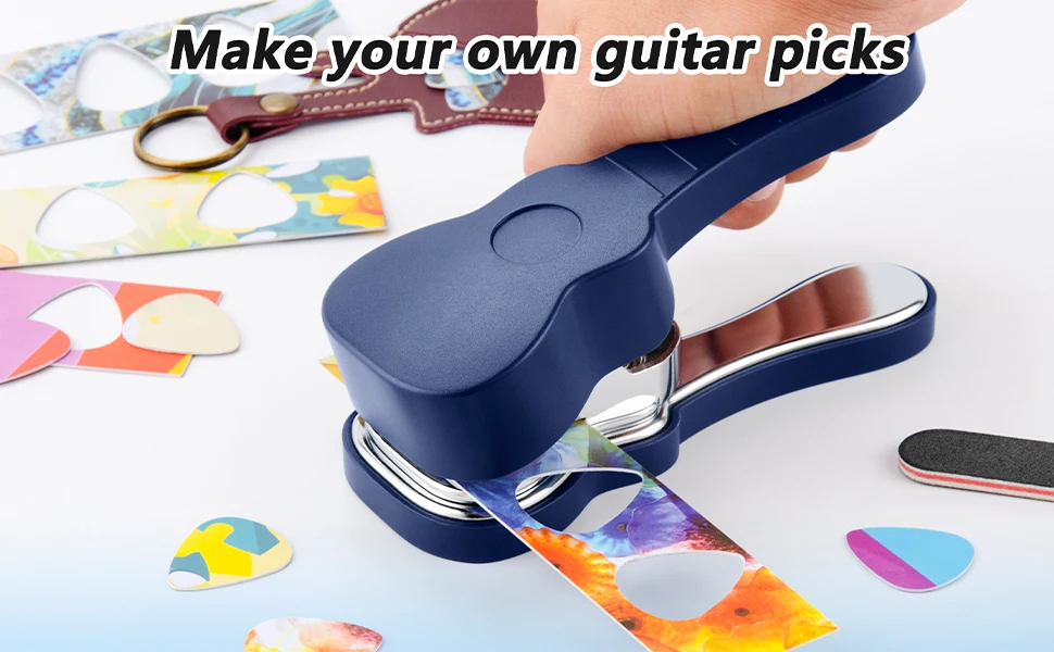 Gitarren-Pick-Punch-Set, 15 verschiedene Pick-Streifen, DIY-Maker-Werkzeug für mittelgroße Gitarren-Picks, einzigartiges Geschenk für Gitarrenliebhaber und Heimstudio – Detail 4