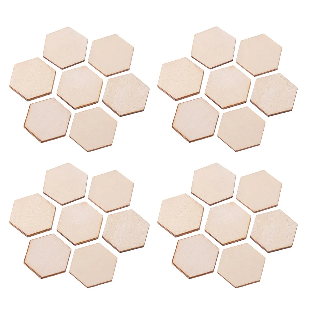 

100 Pcs Wooden Slices Blank Craft Material DIY Supplies Hexagon Shape Natural Finish Beige Color Smooth Edges Wood Pieces
