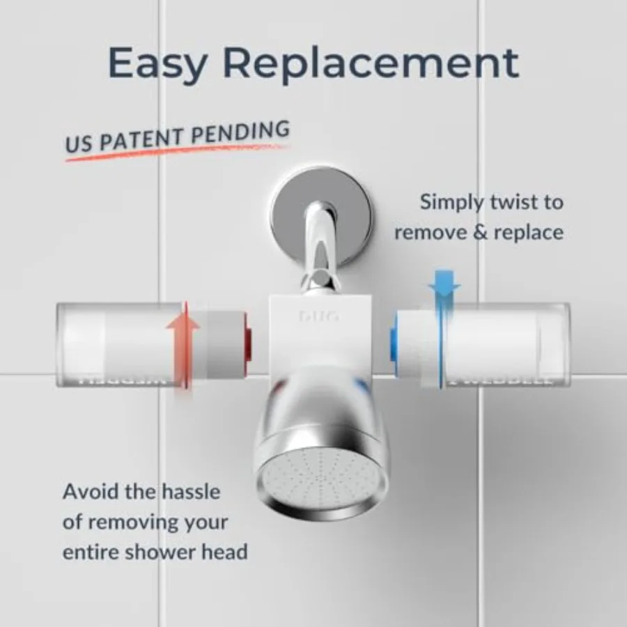 シャワーフィルター ツインパック 交換カートリッジ - NSF認証シャワーフィルター 塩素、PFAS、粒子を除去