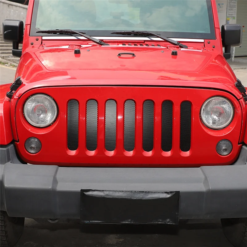 

ABHY-Mesh Insert For Jeep Wrangler JK 2007 2008 2009 2010 2011 2012 2013 2014 2015 Front Hood Grill Grille Grid Car Component Bl