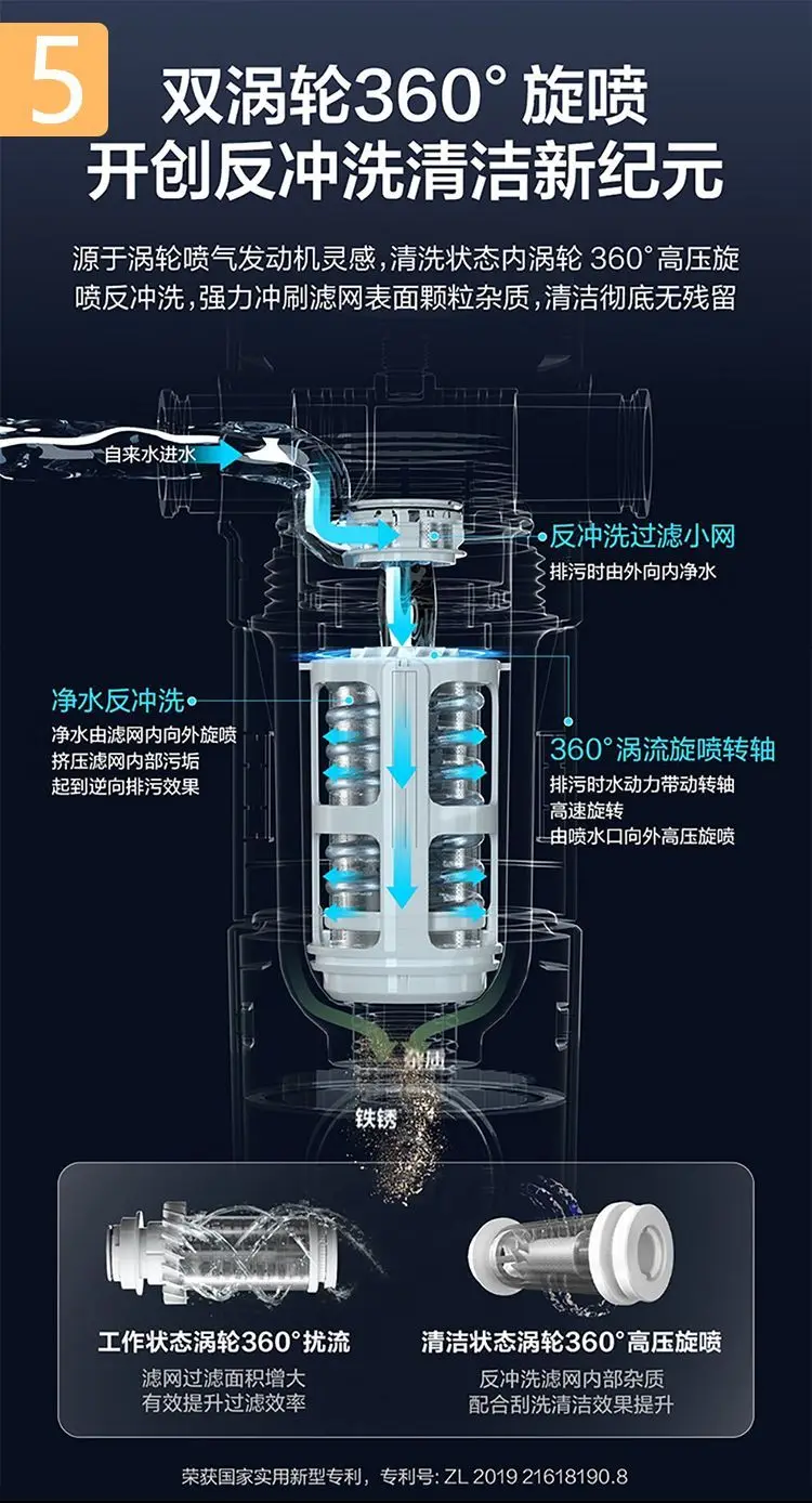 فلتر هاير المسبق لتنقية مياه الصنبور في المنزل بالكامل، غسيل خلفي منزلي أكثر من 10 طن/ساعة، تنقية المياه المركزية