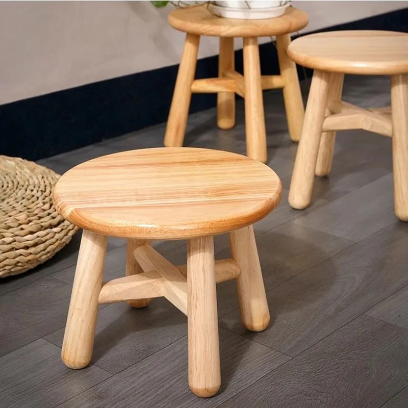 Solid Wood Small Round Stool Multi-Functional Furniture Bedroom Decorative Living Room Low Stools Flower Pot Stand