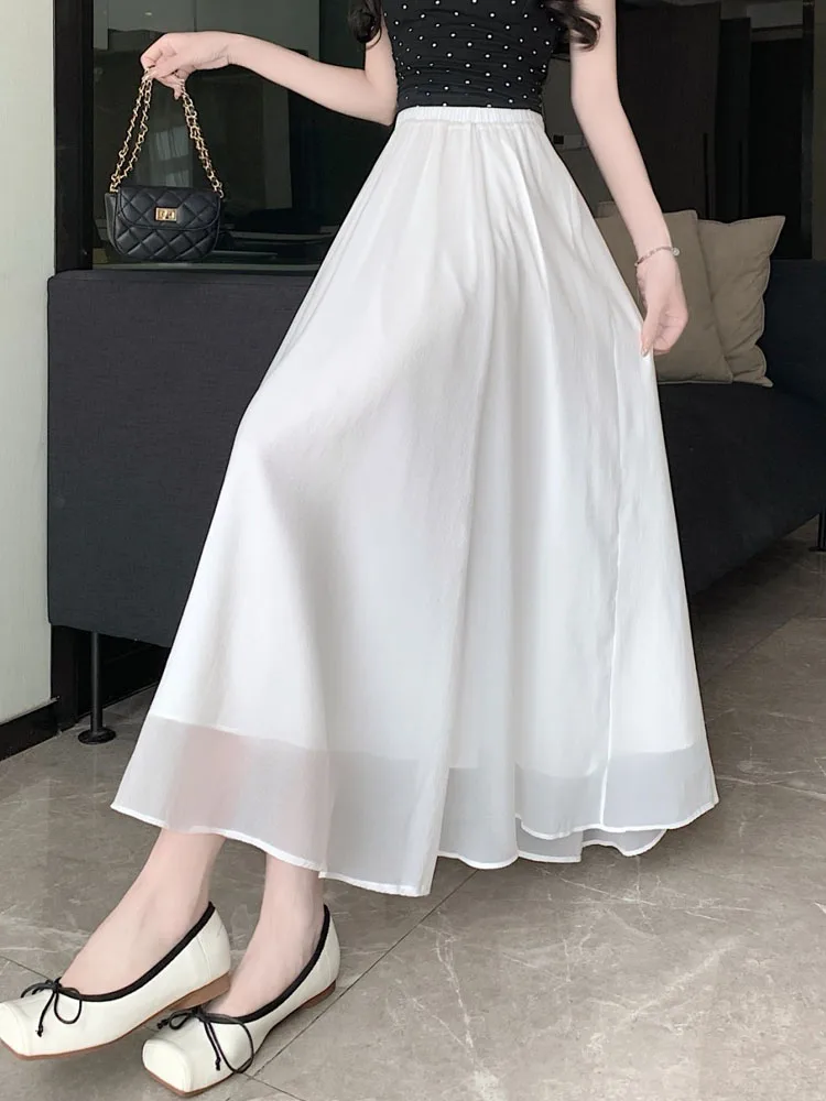 

Ele iny Me f Skirt Women Summer Thin Medium Length Draped Umbrella Skirt Casual Fairy Skirt High Waist A-Line Skirt