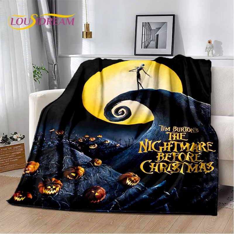 Cartoon The Nightmare Before Christmas Jack Blanket,Flannel Soft Throw Blanket for Home Bedroom Bed Sofa Picnic Office Kid Gift