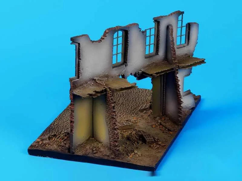 1/72 Resin Die-casting Scene Layout Props Gray Model Plain Broken Wall Ruins Site Platform (14.5x13x12)