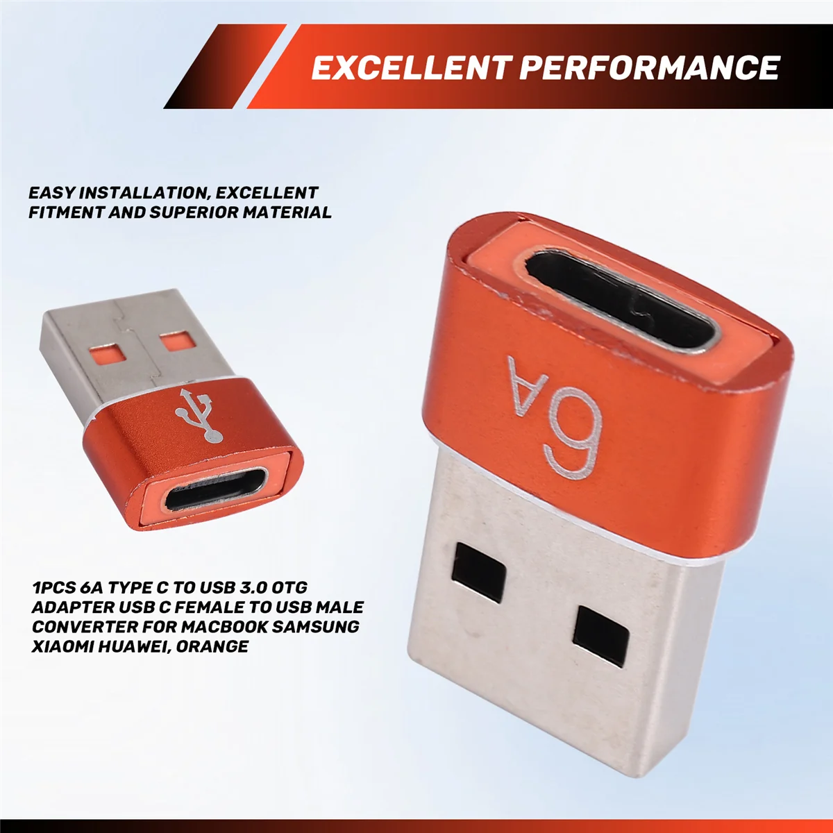1 قطعة 6A نوع C إلى USB 3.0 OTG محول، Orange_BSH
