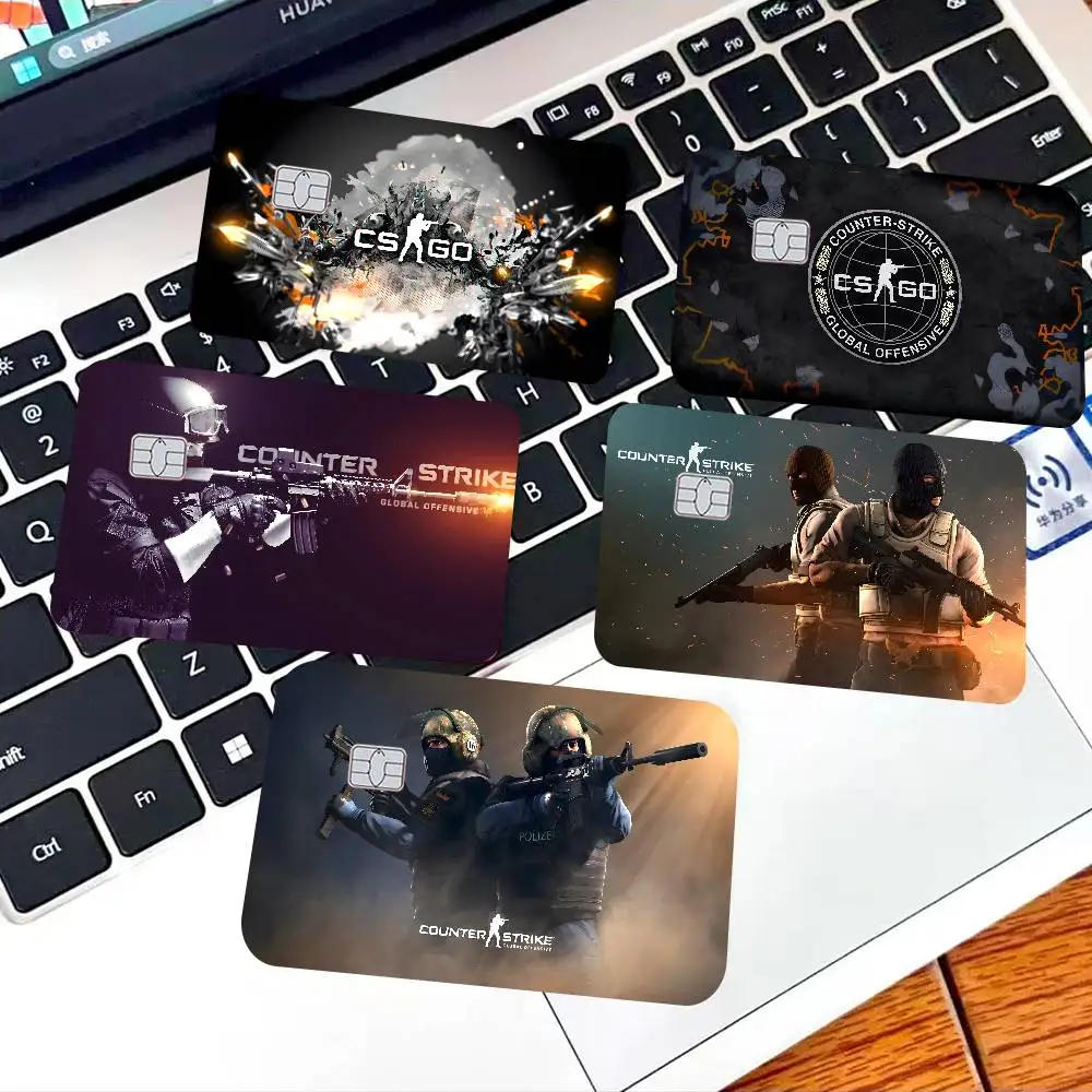 Tactical FPS C-CS:GO Game Anime Sticker Film Skin Cover Case for Small Large No Chip Debit Credit Card Front Side