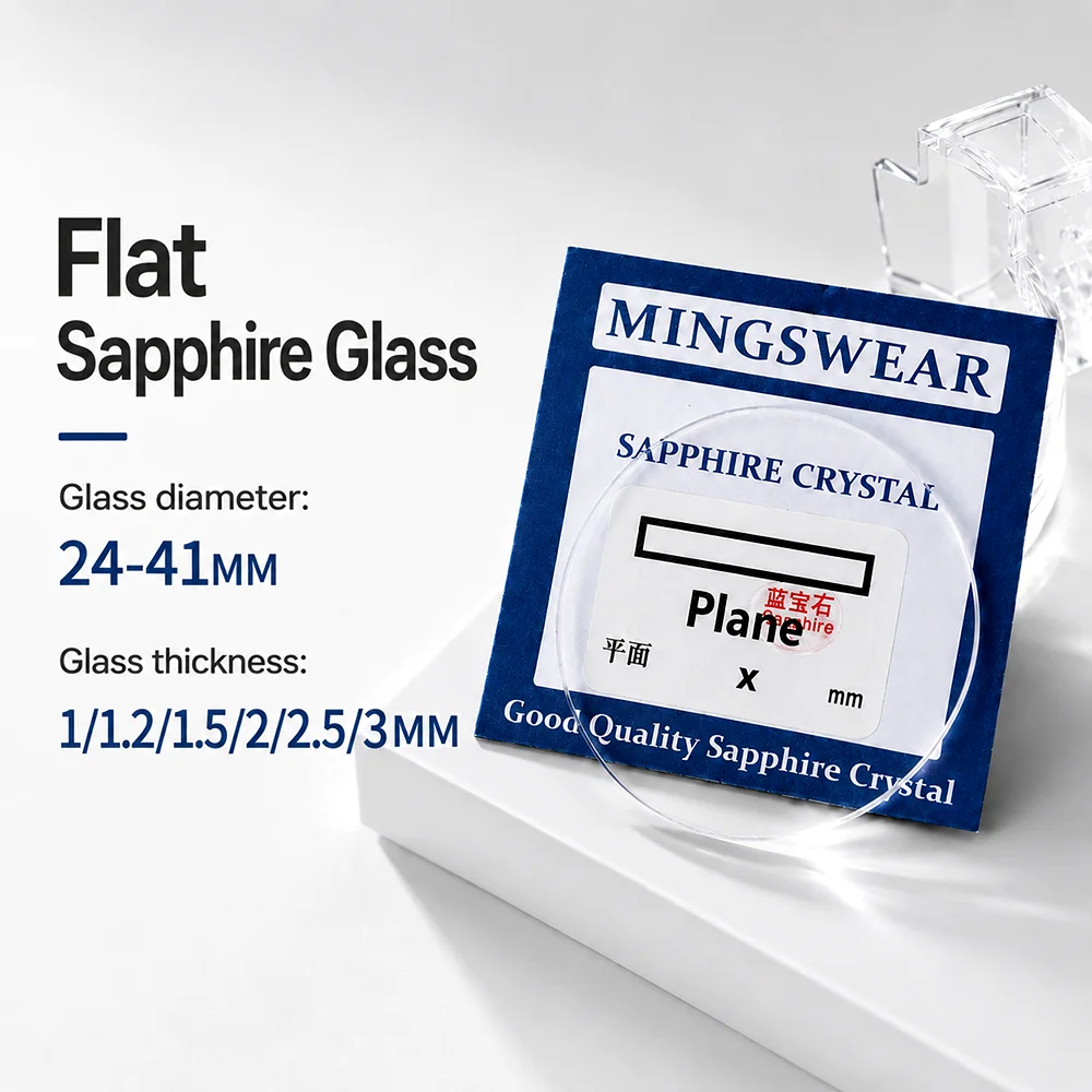 Verre saphir plat, épaisseur 1.0/1.2/1.5/2.0/2.5/3.0mm, diamètre du verre 24-41mm, verre minéral transparent, pièces de montre