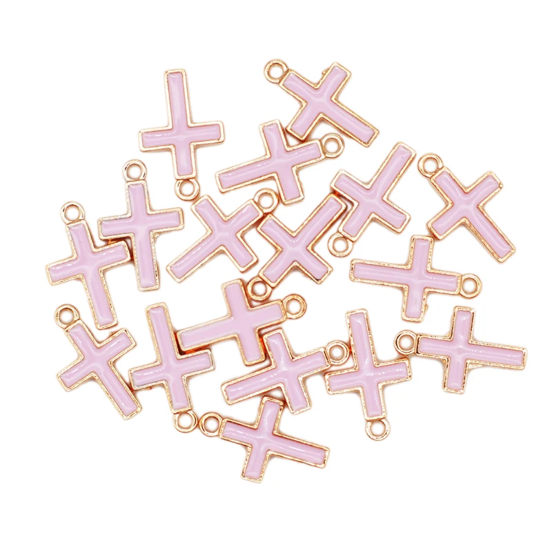 30pcs/lot Candy Color Cross Oil Drop Charms DIY Bracelet Necklace Making Pendant For DIY Handmade Jewelry