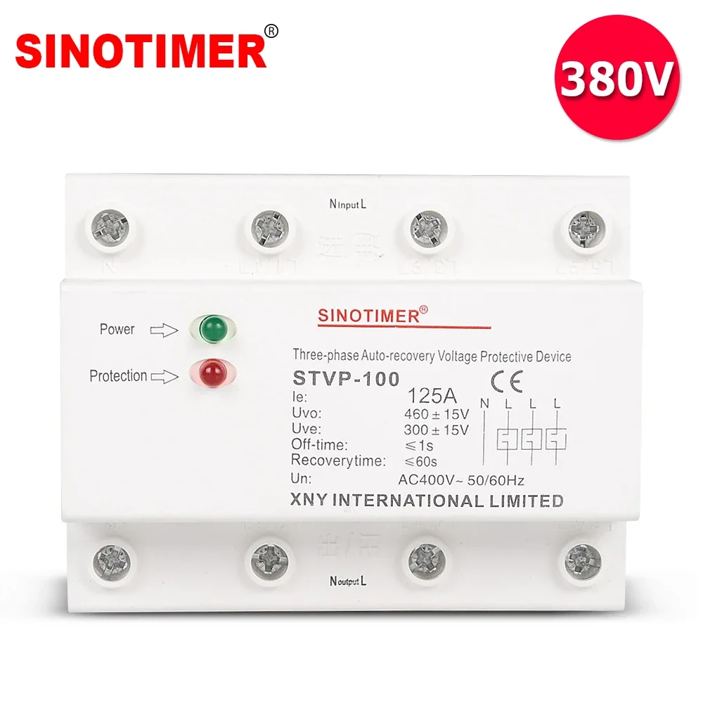 

3 Phase 380V 60A 125A DIN Rail Over Under Voltage Protector Automatic Recovery Voltage Relay Protection Device Circuit Breakers
