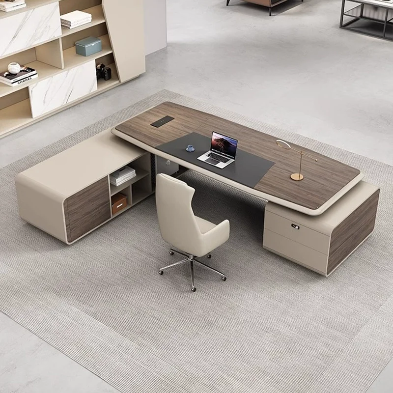

Modern Executive L-Shaped Office Manager Desk Wood Panel Design Office Furniture