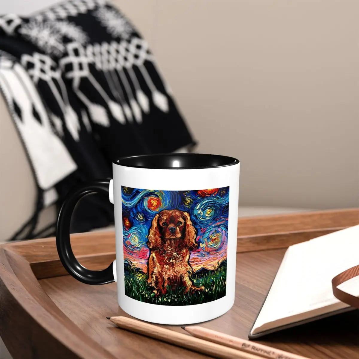 Ruby Dog Cavalier King Charles Spaniel Night Mug Funny Ceramic Coffee Cups Tea Mugs Milk Cup Drinkware Gifts for Friends