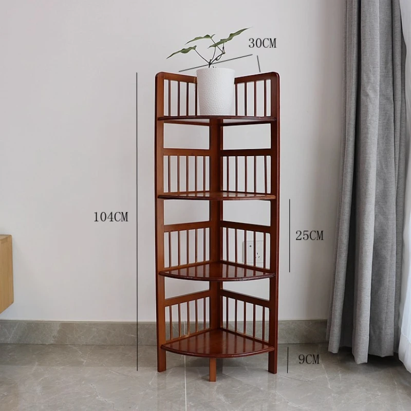 Multifunctional Solid Wood Storage Shelf Bamboo Corner Rack Waterproof Bathroom Wall Shelf SpaceSaving Triangle Organizer