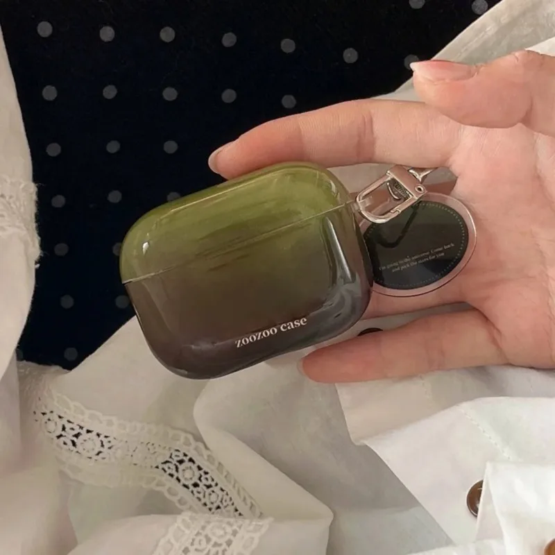 

Ins Summer Gradient Green Earphone Case For Airpods 4 3rd Pro 2 For Airpods 1 2 3 Pro2rd Soft Protective Cover Creative Pendant