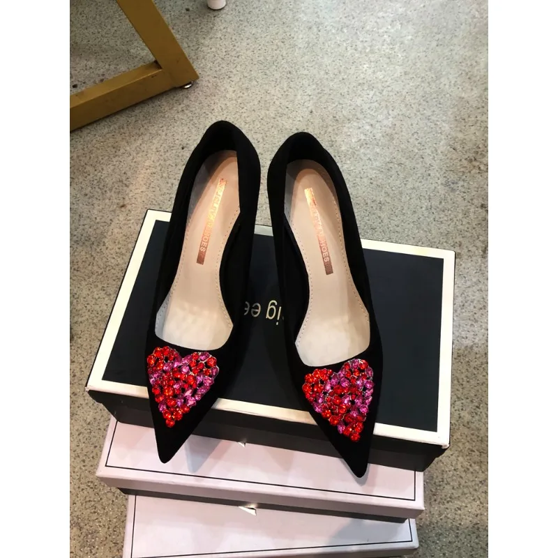

Rhinestone pointed high heels women's autumn new design sense niche Internet celebrity temperament black stiletto shoes women