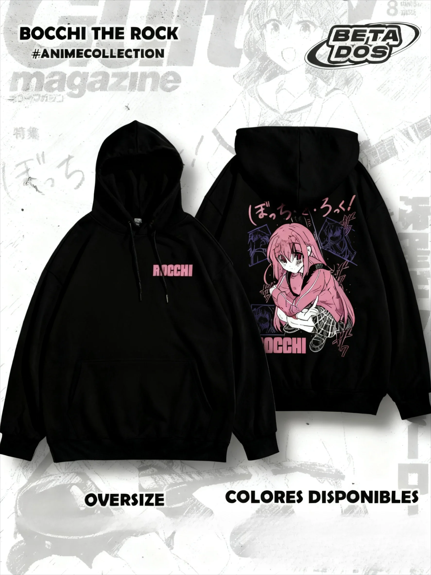 Y2k 厚手フリース暖かいトラックスーツ ストリートウェア 原宿 スウェットシャツ ぼっち・ザ・ロック！ プリントパーカー アニメ マンガ レディース メンズ オーバーサイズ