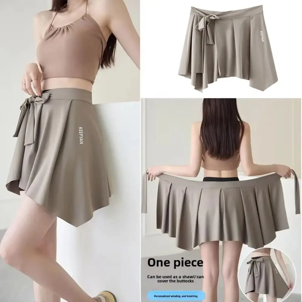 

Необычная занавеска для ягодиц, анти-экспозиционная женская юбка для йоги с разрезом по бокам, закрывающая бедра, эластичная завязка на талии, накидная юбка, уличная юбка
