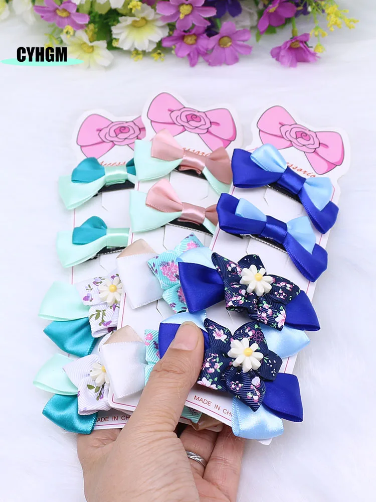 

wholesale new ribbon hair clips set for girls silk hairpins Fashion handmade Barrettes Women's Hair Accessories C10-5