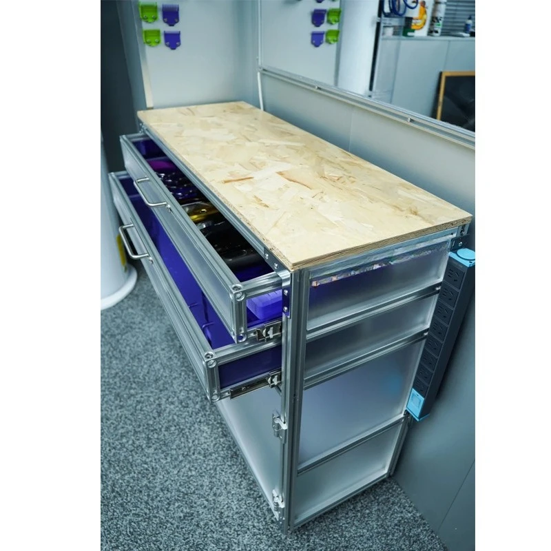 Простой шкаф Ousong с алюминиевым профилем, боковой акриловый шкаф для подготовки еды, обеденный боковой шкаф