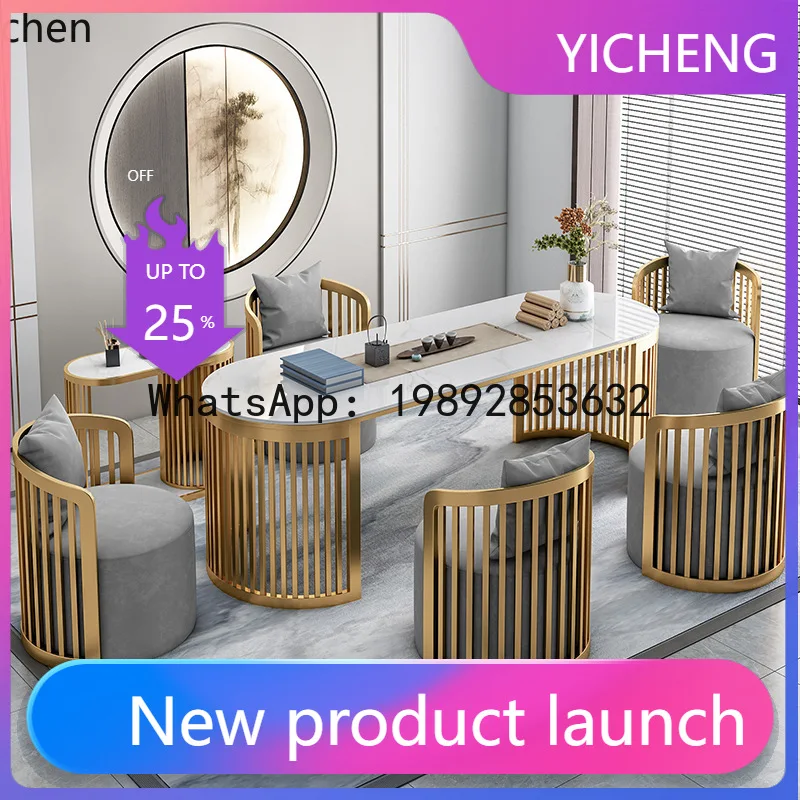 

A26Office Kung Fu Tea Table Marble Rock Board Tea Table New Chinese Modern Simple Zen Style Home Tea Brewing Table and Chair Set
