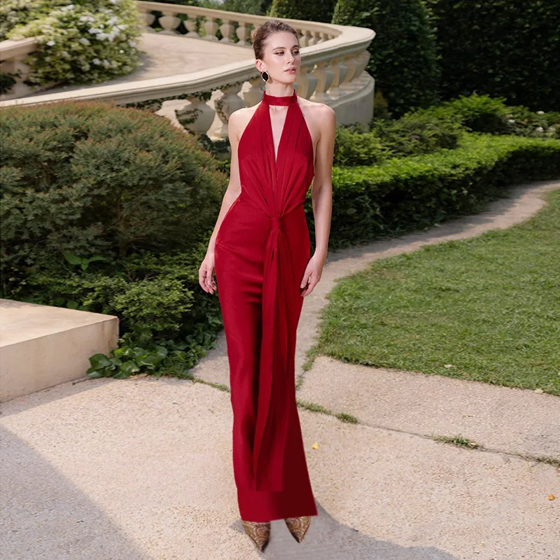 ZX25214 صيف جديد مثير فتاة ساخنة الخصر المعانقة Bodycon أنيقة الساتان عارية الذراعين فستان بحزام للنساء