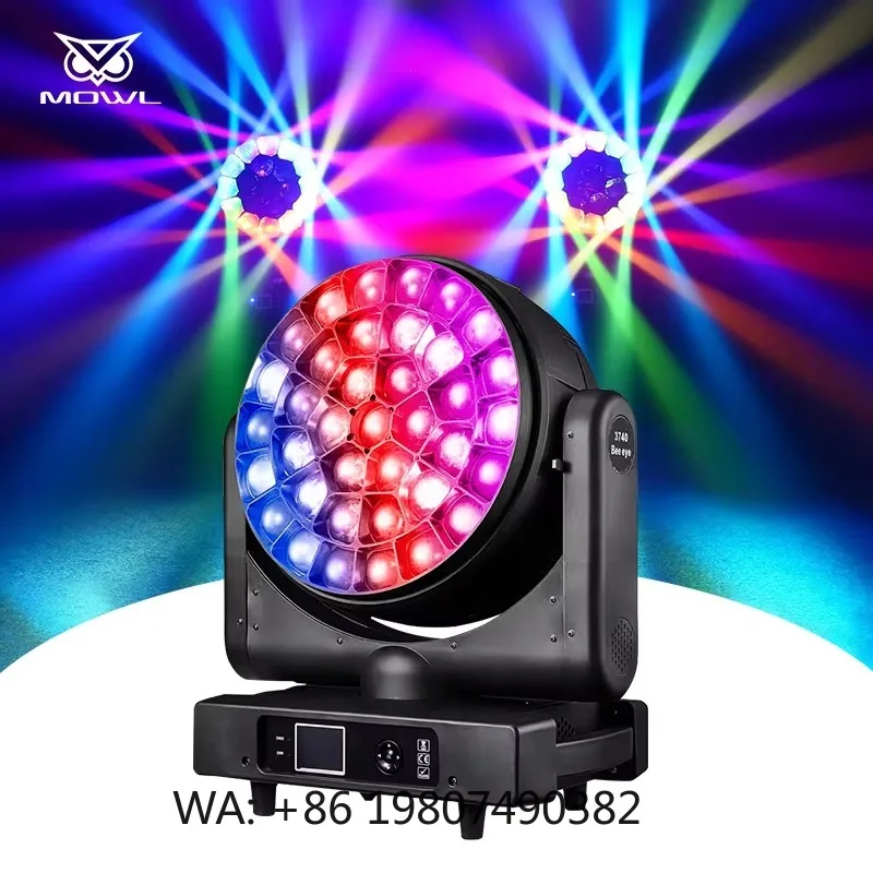 37x40W 4in1 RGBW Honeycomb LED Wash Moving Head Projection Light DMX Zoom Strobe for Bar Club Stage Show Events