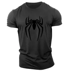 Seasonal Fashion Outdoor Casual Sports 3D Spider Printed T-Shirt Adult Men's Round Neck Short Sleeve T-Shirt Loose Comfort